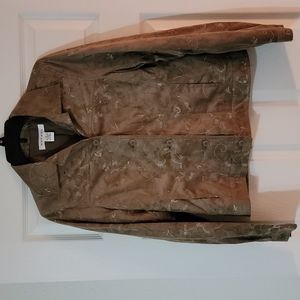 Suede feeling Olive green with decorative designs